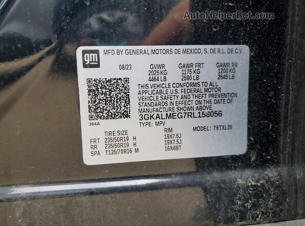 3GKALMEG7RL158056 2024 GMC TERRAIN Black VIN კოდის სტიკერის ხედი