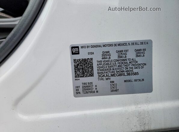 3GKALMEG8RL383585 2024 GMC TERRAIN White Vista interior de 360 grados