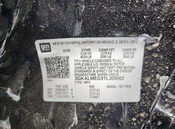 3GKALMEG9TL305002 2026 GMC TERRAIN Black Widok wnętrza 360 stopni