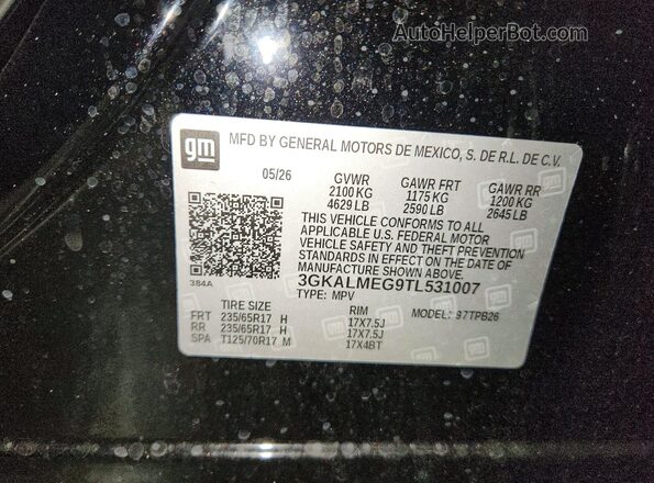 3GKALMEG9TL531007 2026 GMC TERRAIN Черный Вид наклейки с VIN-кодом