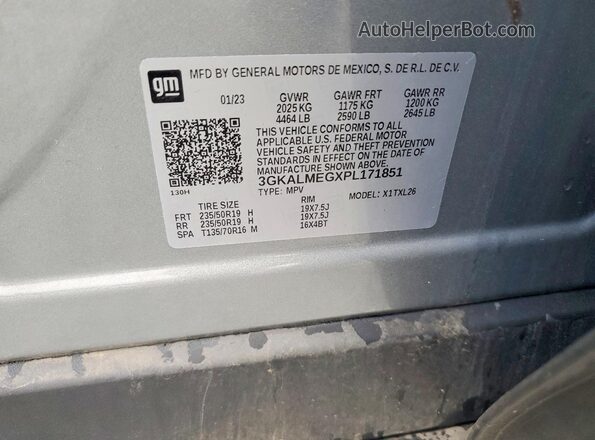 3GKALMEGXPL171851 2023 GMC TERRAIN Silver Вид наклейки з VIN-кодом