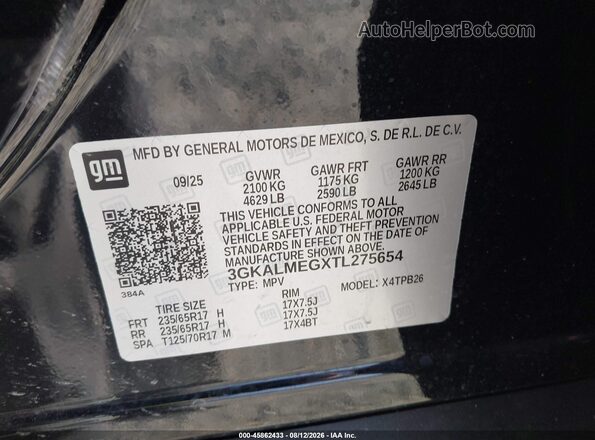 3GKALMEGXTL275654 2026 GMC TERRAIN Black Engine compartment view