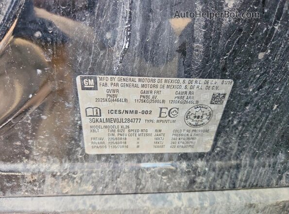 3GKALMEV0JL284777 2018 GMC TERRAIN Black VIN sticker view