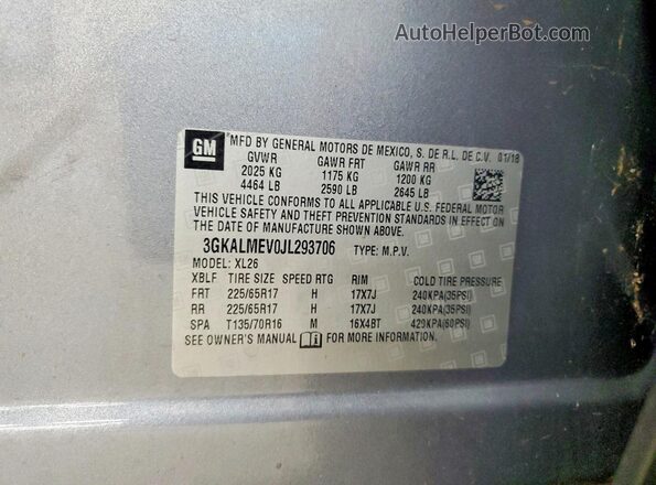 3GKALMEV0JL293706 2018 GMC TERRAIN Gray Widok komory silnika