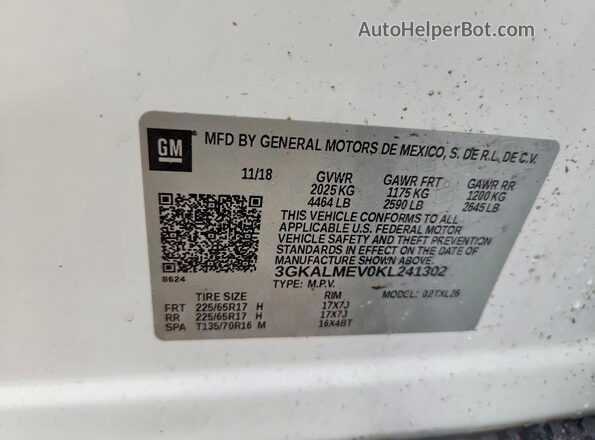 3GKALMEV0KL241302 2019 GMC TERRAIN White Вид підкапотного простору