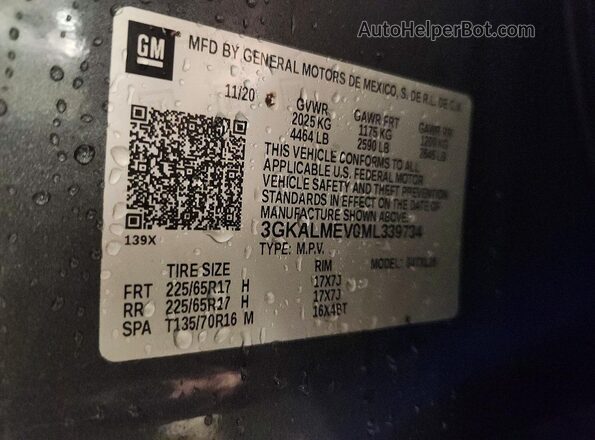 3GKALMEV0ML339734 2021 GMC TERRAIN Gray Շարժիչի բաժամունքի տեսք