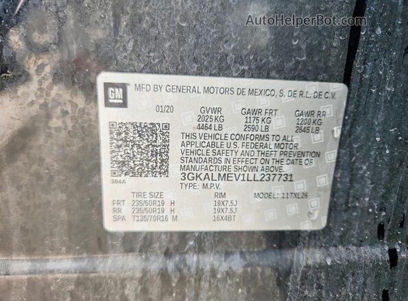 3GKALMEV1LL237731 2020 GMC TERRAIN Black Вид підкапотного простору