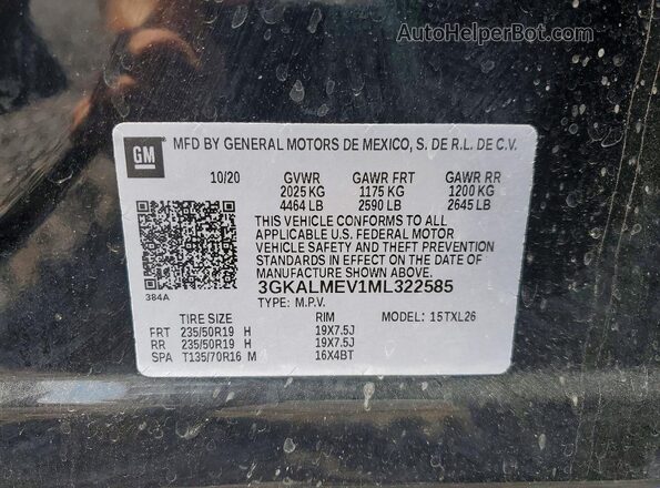 3GKALMEV1ML322585 2021 GMC TERRAIN Black VIN sticker view