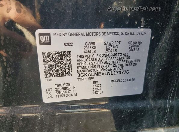3GKALMEV1NL170776 2022 GMC TERRAIN Black Widok wnętrza 360 stopni