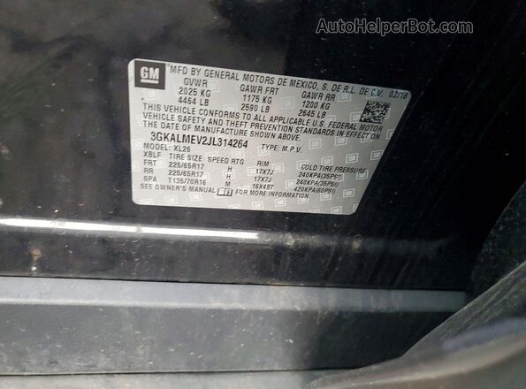 3GKALMEV2JL314264 2018 GMC TERRAIN Black Widok wnętrza 360 stopni