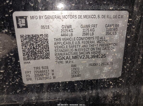 3GKALMEV2JL394925 2018 GMC TERRAIN Black Engine compartment view