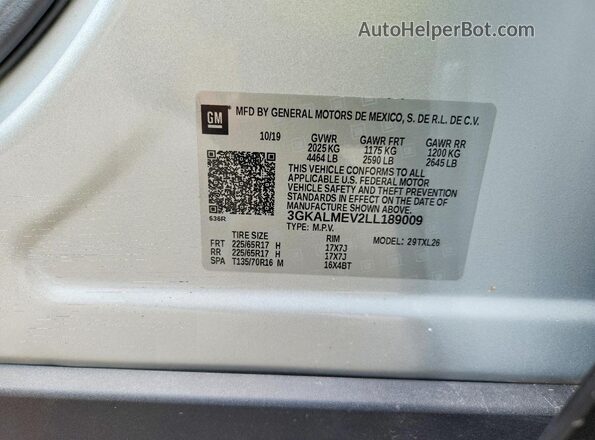 3GKALMEV2LL189009 2020 GMC TERRAIN Silver ძრავის განყოფილების ხედი