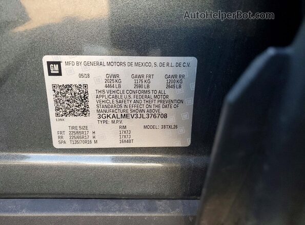3GKALMEV3JL376708 2018 GMC TERRAIN Серый Панорамный вид салона 360°