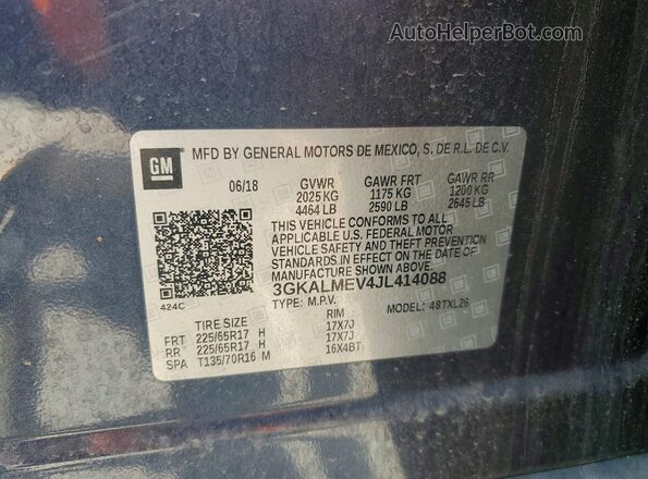 3GKALMEV4JL414088 2018 GMC TERRAIN Black Widok naklejki z numerem VIN