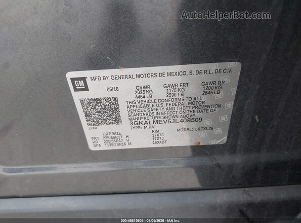 3GKALMEV5JL408509 2018 GMC TERRAIN Черный Вид подкапотного пространства