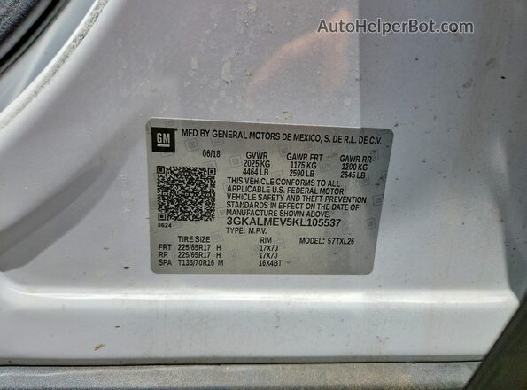 3GKALMEV5KL105537 2019 GMC TERRAIN White Սալոնի 360 աստիճան տեսք