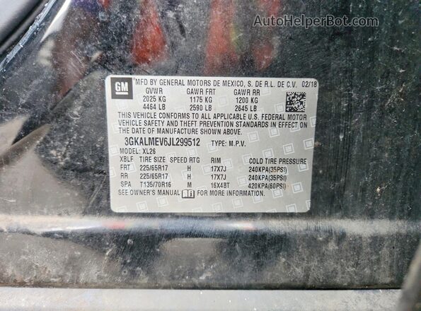 3GKALMEV6JL299512 2018 GMC TERRAIN Черный Вид наклейки с VIN-кодом