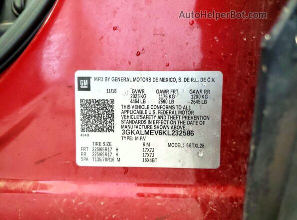 3GKALMEV6KL232586 2019 GMC TERRAIN Red Engine compartment view