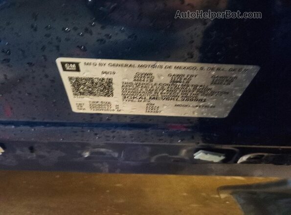 3GKALMEV6KL369981 2019 GMC TERRAIN Blue Vista de la etiqueta del VIN