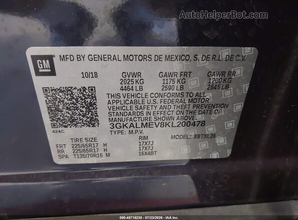 3GKALMEV8KL200478 2019 GMC TERRAIN Blue Շարժիչի բաժամունքի տեսք