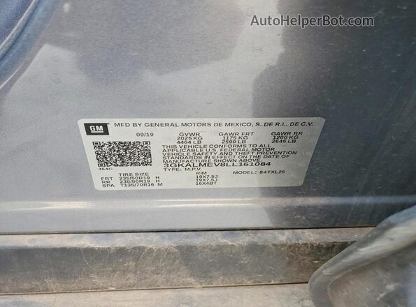 3GKALMEV8LL161084 2020 GMC TERRAIN Gray Widok naklejki z numerem VIN