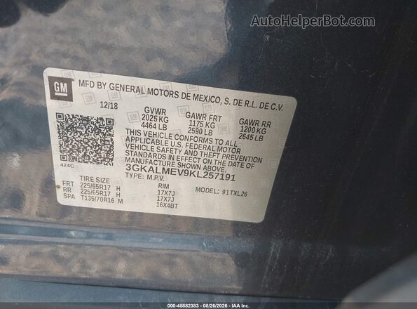 3GKALMEV9KL257191 2019 GMC TERRAIN Dark Blue Widok komory silnika