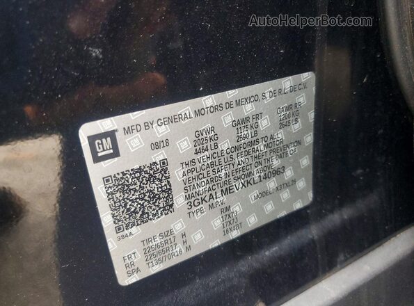 3GKALMEVXKL140963 2019 GMC TERRAIN Black Vista del compartimento del motor