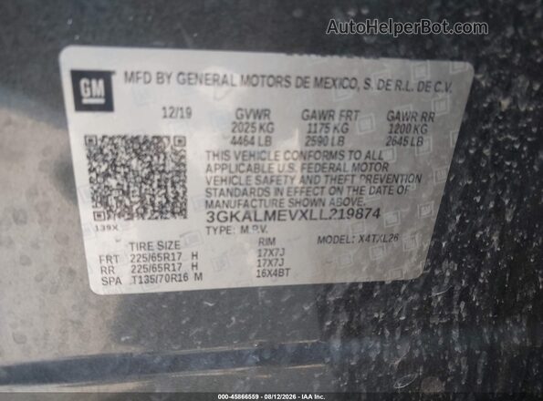 3GKALMEVXLL219874 2020 GMC TERRAIN Gray Widok komory silnika