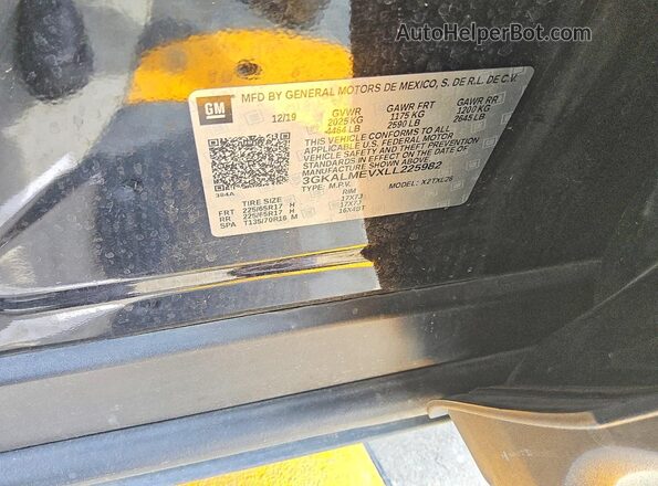 3GKALMEVXLL225982 2020 GMC TERRAIN Black Вид наклейки з VIN-кодом