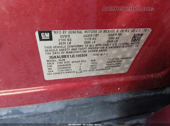 3GKALMEX1JL199304 2018 GMC TERRAIN Red ძრავის განყოფილების ხედი