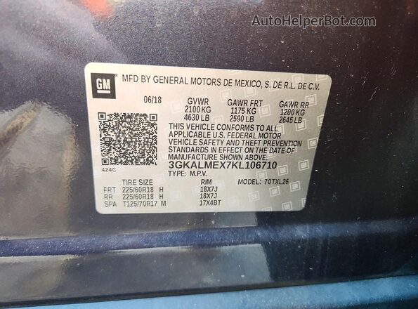 3GKALMEX7KL106710 2019 GMC TERRAIN Серый Панорамный вид салона 360°