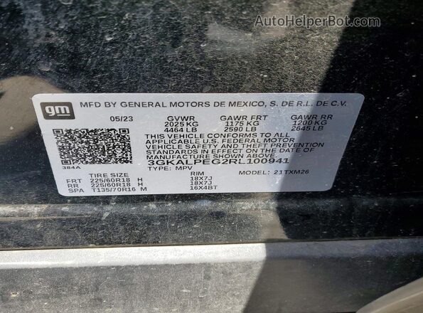 3GKALPEG2RL100941 2024 GMC TERRAIN Black VIN sticker view