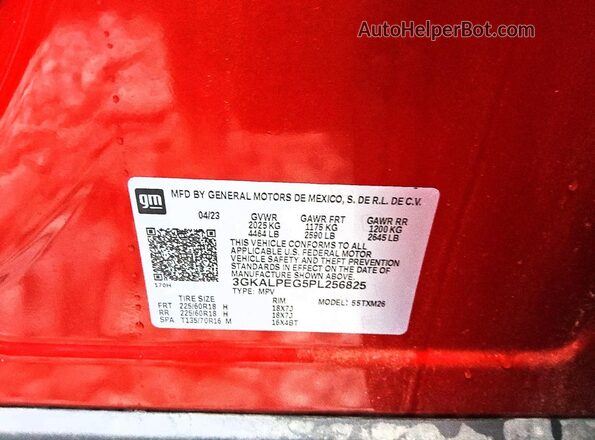 3GKALPEG5PL256825 2023 GMC TERRAIN Red VIN կոդի պիտակի տեսք