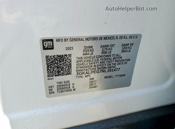 3GKALPEG7RL191477 2024 GMC TERRAIN Белый Вид наклейки с VIN-кодом
