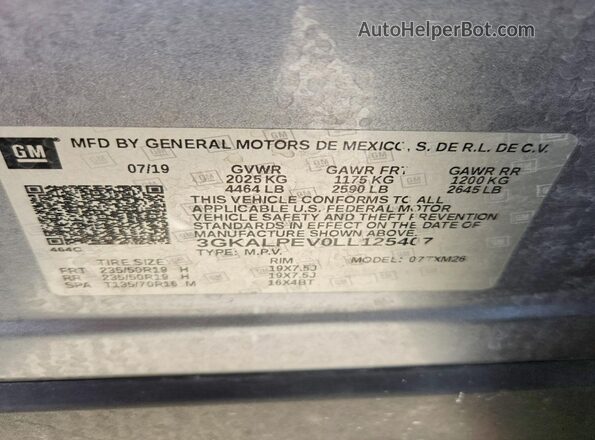 3GKALPEV0LL125407 2020 GMC TERRAIN Gray 360 interior view