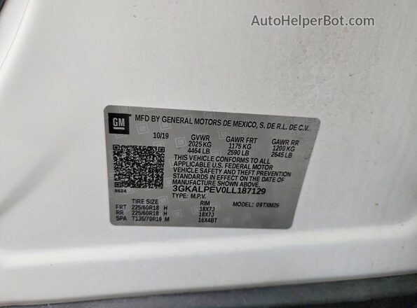 3GKALPEV0LL187129 2020 GMC TERRAIN Белый Вид подкапотного пространства