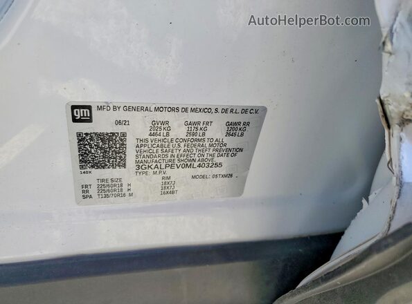 3GKALPEV0ML403255 2021 GMC TERRAIN White VIN sticker view