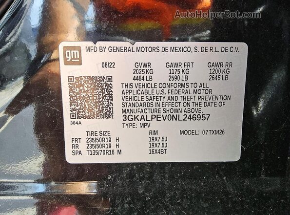 3GKALPEV0NL246957 2022 GMC TERRAIN Black სალონის 360-გრადუსიანი ხედი