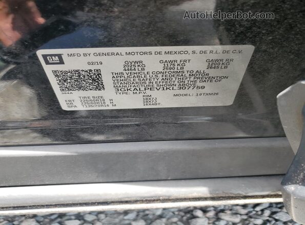 3GKALPEV1KL307759 2019 GMC TERRAIN Black Widok komory silnika