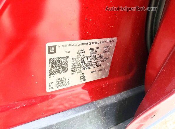 3GKALPEV1LL127103 2020 GMC TERRAIN Красный Вид наклейки с VIN-кодом
