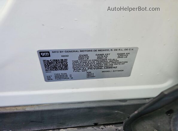 3GKALPEV2NL188642 2022 GMC TERRAIN White Engine compartment view