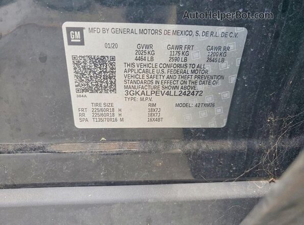 3GKALPEV4LL242472 2020 GMC TERRAIN Black Widok naklejki z numerem VIN
