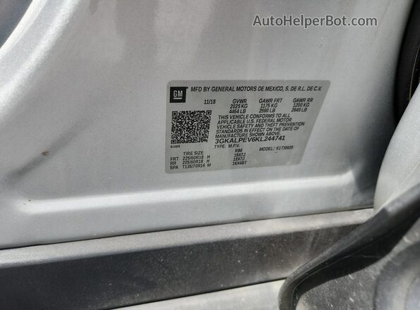 3GKALPEV6KL244741 2019 GMC TERRAIN Silver VIN կոդի պիտակի տեսք