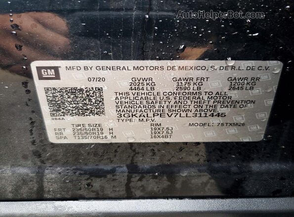 3GKALPEV7LL311445 2020 GMC TERRAIN Black Սալոնի 360 աստիճան տեսք