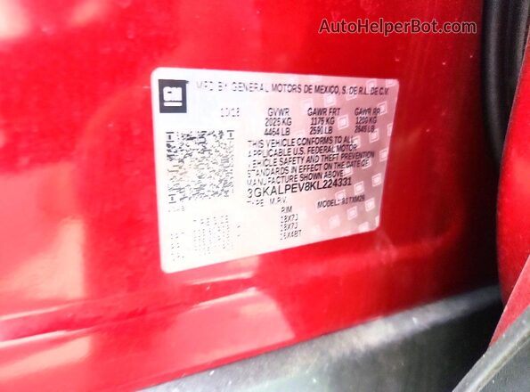 3GKALPEV8KL224331 2019 GMC TERRAIN Красный Вид подкапотного пространства