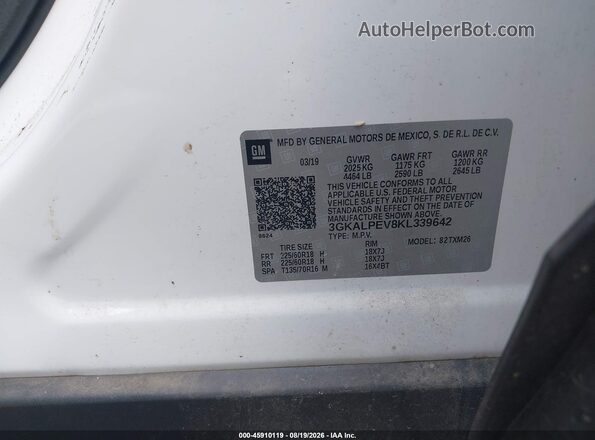 3GKALPEV8KL339642 2019 GMC TERRAIN White Engine compartment view