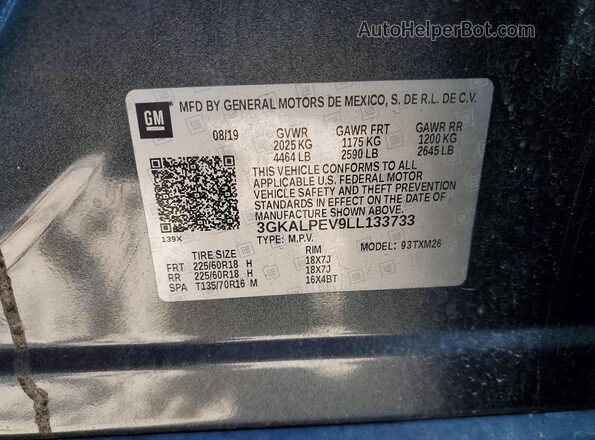 3GKALPEV9LL133733 2020 GMC TERRAIN Gray სალონის 360-გრადუსიანი ხედი