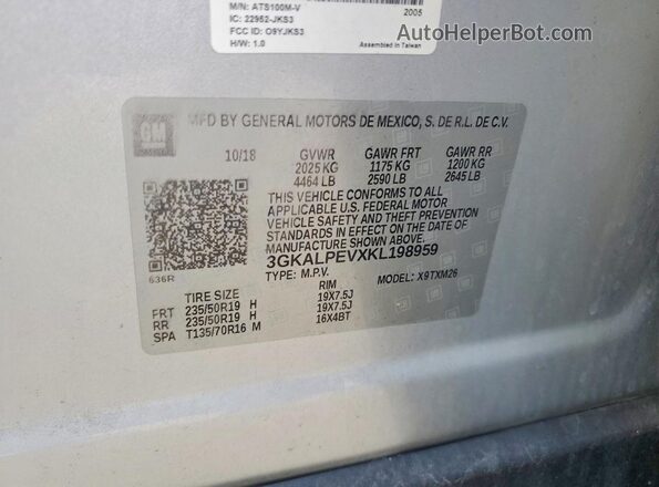3GKALPEVXKL198959 2019 GMC TERRAIN Silver Շարժիչի բաժամունքի տեսք