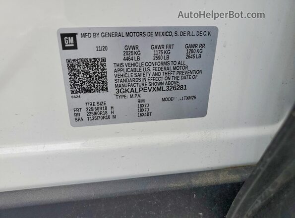 3GKALPEVXML326281 2021 GMC TERRAIN White Սալոնի 360 աստիճան տեսք