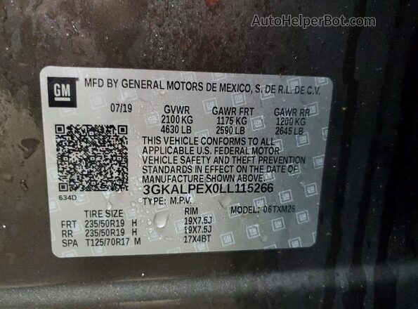 3GKALPEX0LL115266 2020 GMC TERRAIN Brown Vista de la etiqueta del VIN